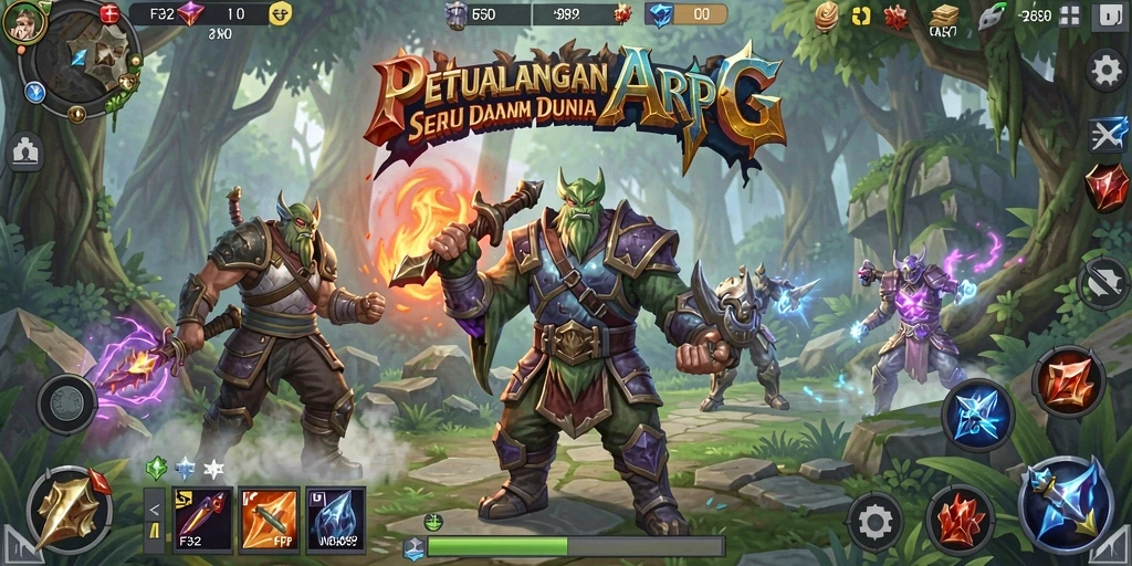 Screenshot utama F32 menampilkan pertarungan seru dalam dunia ARPG.