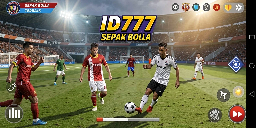Gameplay menarik di lapangan sepak bola virtual.
