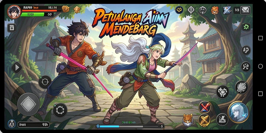 Tampilan gameplay menarik dalam dunia Anime yang penuh warna.