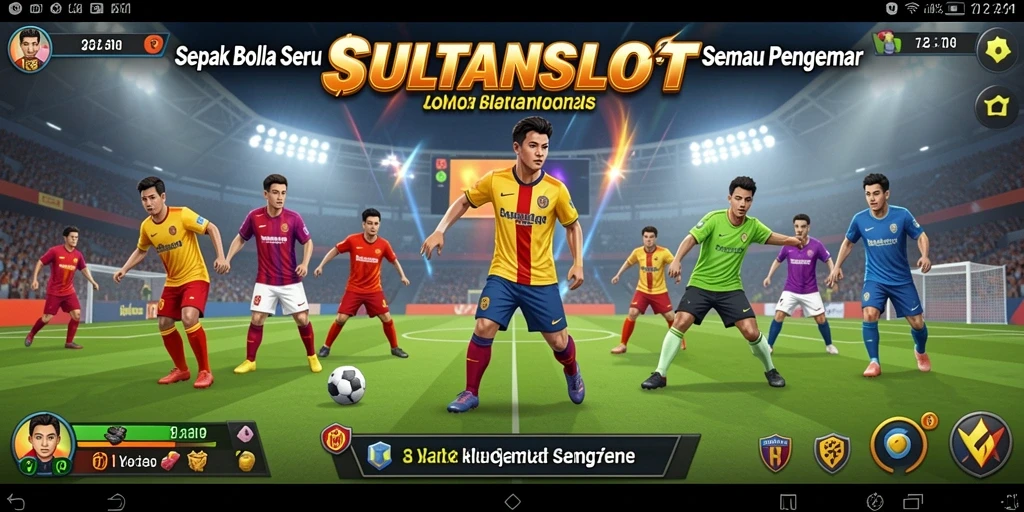 Tangkapan layar gameplay SULTANSLOT yang penuh aksi sepak bola.